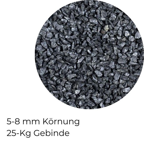 Kieselsteine Garten Zierkies Basalt 5-8 mm 25 kg Anthrazit Aquarium Kies Basaltsplitt Weg Steinteppich Zierstein Splitt