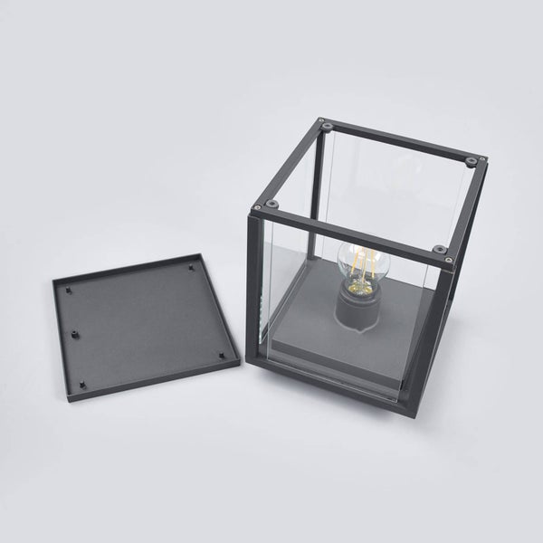 Lucande Außenleuchte Annalea (spritzwassergeschützt (Modern) in Schwarz aus Aluminium (1 flammig, E27) - Wegeleuchte Pollerleuchte Wegelampe Sockelleuchte