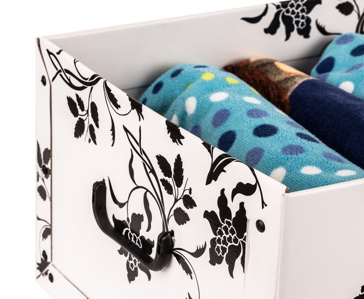 BigDean Aufbewahrungsboxen XXL 3er Set je 45 Liter - mit Deckel & Griffen - aus stabiler Pappe - verschiedene Farben im Barock-Blumenmuster - perfekt für Ordnung im ganzen Haus