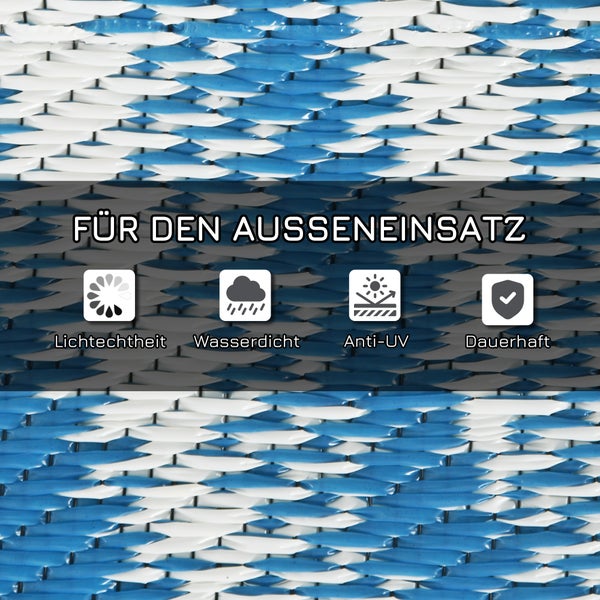Outsunny Outdoorteppich, mit Tragetasche, für Camping, Terrasse, 182 x 274 cm, Kunststoff, Blau