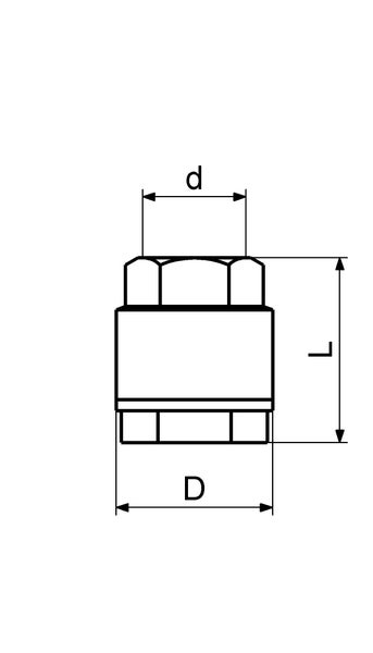 Technische Zeichnung einer Rohrverschraubung mit den Maßangaben d, L und D.