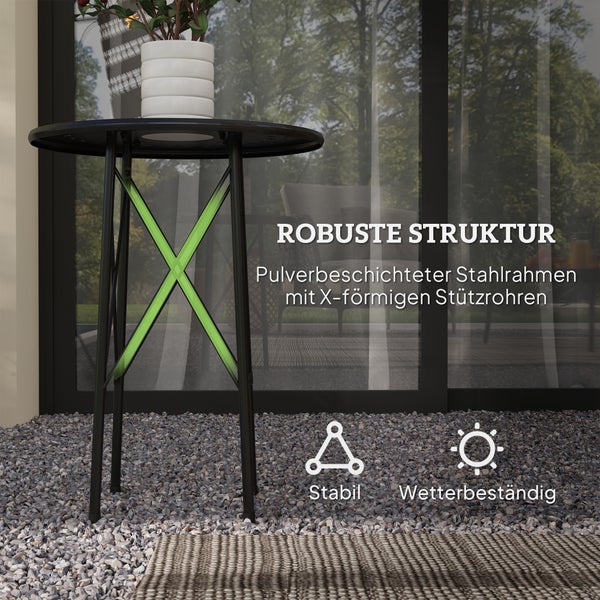 Stehtisch mit pulverbeschichtetem Stahlrahmen und X-förmigen Stützrohren