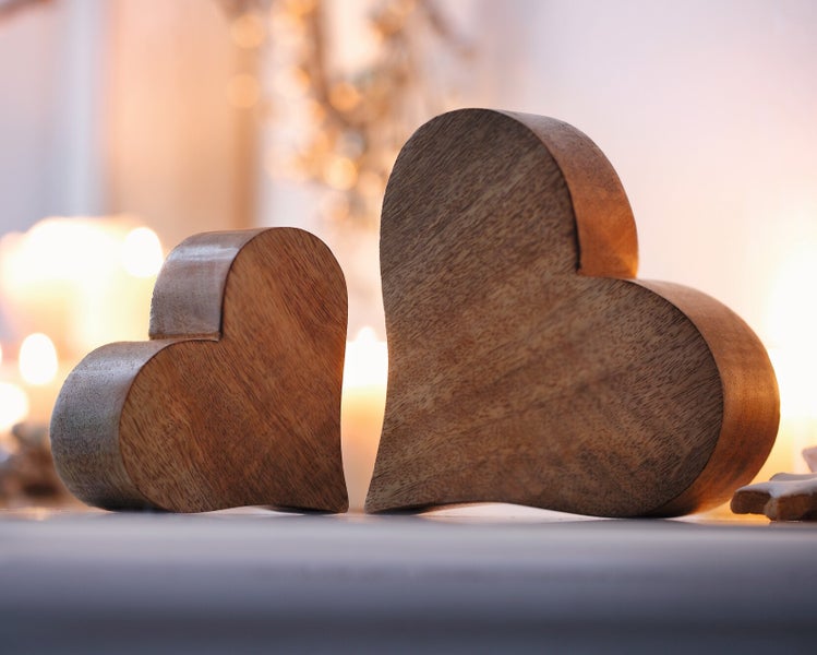 FRANK FLECHTWAREN | Herz Liebessturm, 2er Set, HOLZ, Ø 10 cm, 15 cm, Breite 4 cm