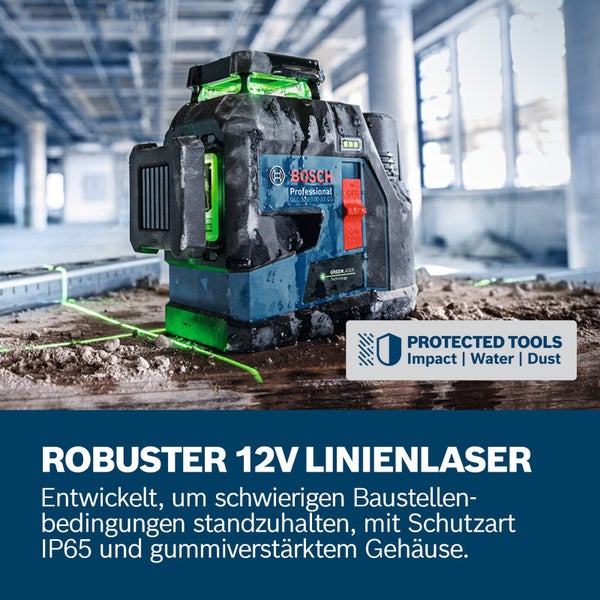 Bosch Linienlaser GLL 12V-100-33 CG 1 x Akku GBA 12V 2,0Ah L-BOXX 13 - 0601065401
