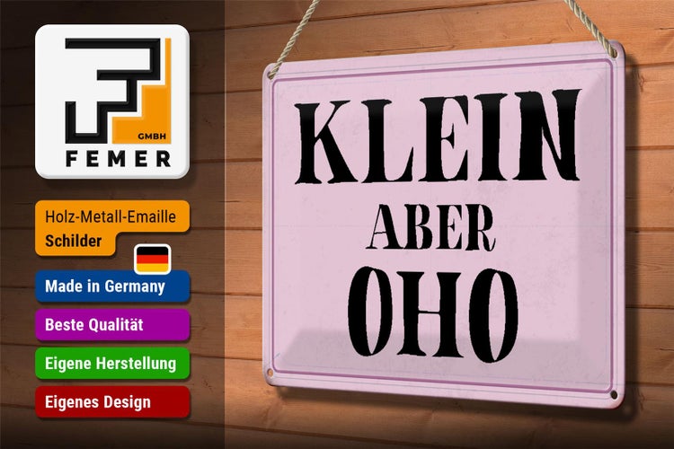Blechschild Spruch 30x20cm klein aber Oho Schild