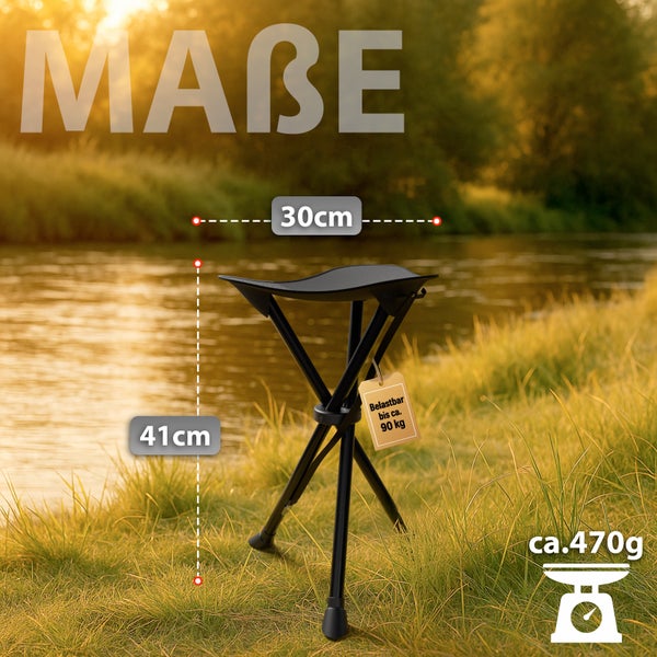BigDean 2 Stück Campingstühle & Campingtisch faltbar – Faltstuhl in Schwarz mit Getränkehalter & Tragetasche ideal für Camping, Festival & mehr