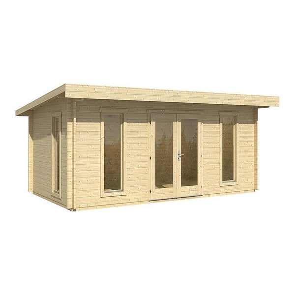 Alpholz Gartenhaus Sundsvall Gartenhaus aus Holz in natur, Holzhaus mit 44 mm Wandstärke FSC zertifiziert, Blockbohlenhaus mit Montagematerial imprägniert 5,8x3,7m