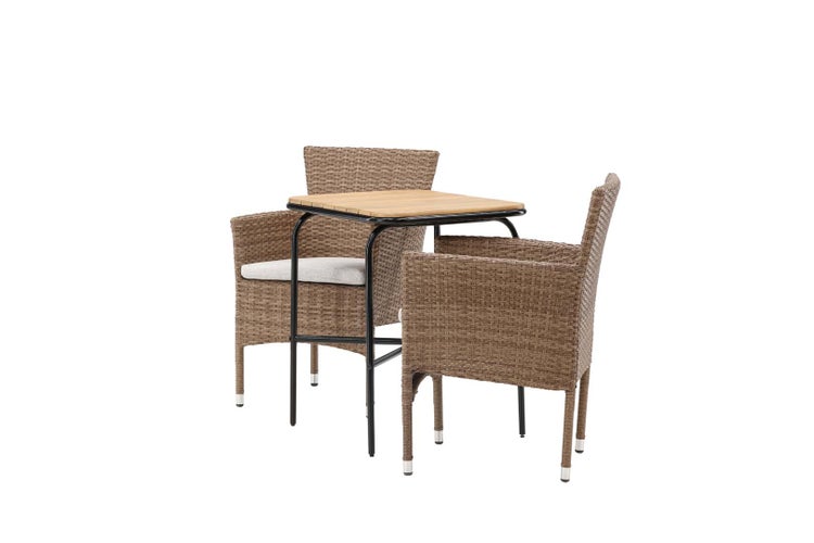 Holmbeck Gartenset Tisch, 2 Stühle  natur. 88 X 70 X 74 cm