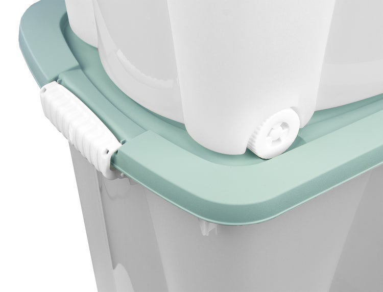 BigDean 4er Set XXL Aufbewahrungsbox mit Deckel & Rollen - 100% recyceltes Plastik - Made in Europe - 60x38x43 cm - pastellgrün - mobile Rollenbox - 60 Liter