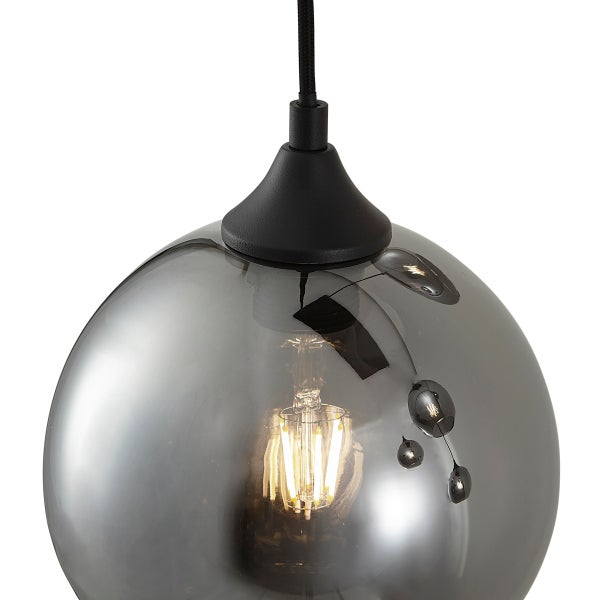 Hängelampe mit Rauchglas-Schirm