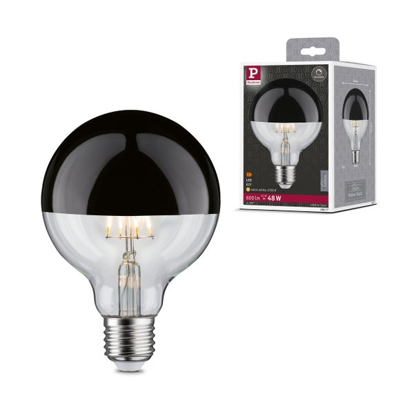 Modern Classic Edition Standard 230V LED Globe Kopfspiegel E27 G95 600lm 6,5W 2700K dimmbar Kopfspiegel Schwarzchrom