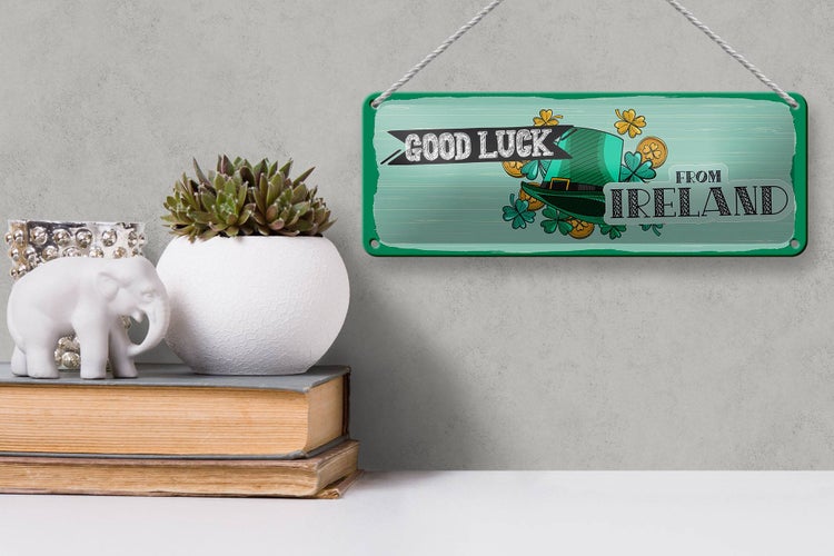 Blechschild Spruch Good Luck From Ireland 27x10cm