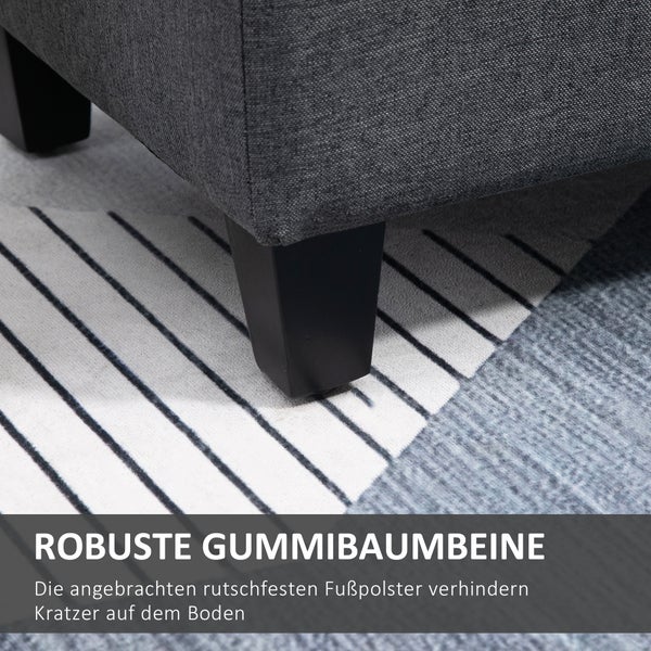 HOMCOM Sitzbank Polsterbank mit Stauraum Truhenbank Flur Schlafzimmer Wohnzimmer leinenartiges Polyester Gummiholz Dunkelgrau 100 x 40 x 44 cm