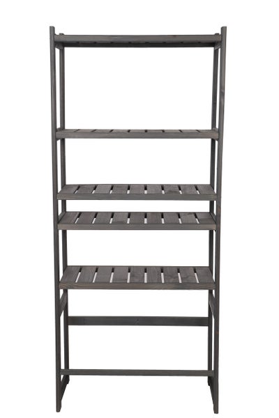 PROREGAL Getränkekistenregal SPREEWALD HxBxT 163x70x33cm 1 Ebene für Kisten + 5 Ablagen Massives Kiefernholz Grau geölt
