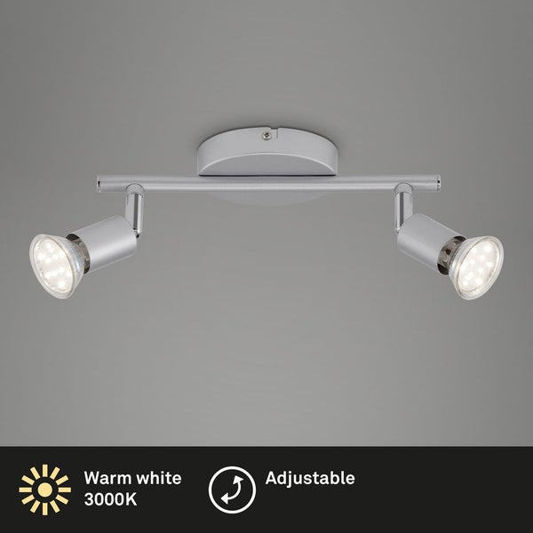 LED Spotleuchte Deckenleuchte 2xGU10 6W schwenkbar Metall Titanfarbig Briloner