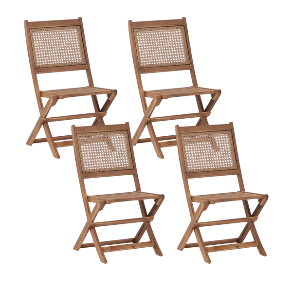 Gartenstuhl 4er Set PARAGGI zertifiziertes Akazienholz Dunkelbraun