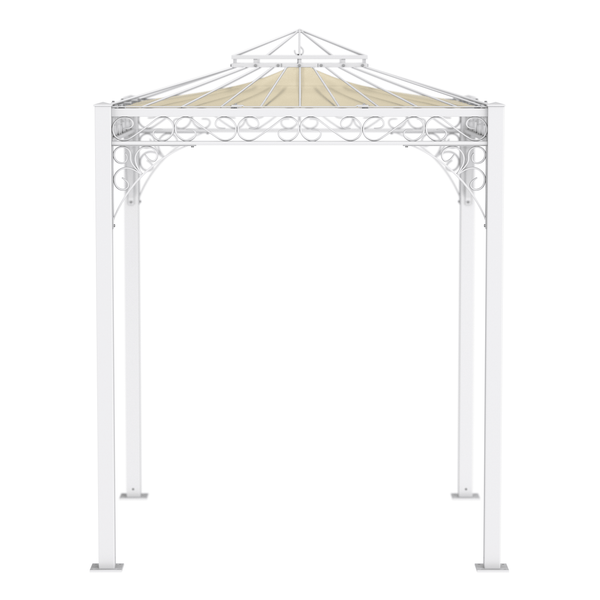 Pavillon ELEO Meran 2 x 2 m weiß - pulverbeschichtet | mit Sonnensegel ecru