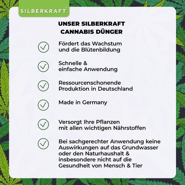 SILBERKRAFT Cannabis Dünger – Für Hanfpflanzen – NPK Flüssigdünger – 1 Liter