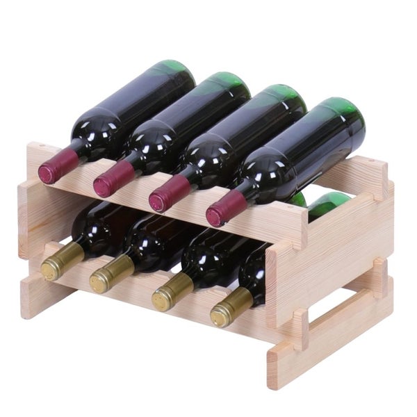 Weinregal VINOTECA FLEX PRO HxBxT 23x46x28cm 8 Flaschen auf 2 Ebenen Massives Kiefernholz Natur unbehandelt