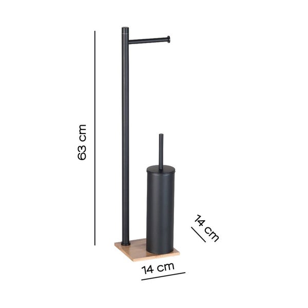 Mattschwarzer WC-Standmodell aus Edelstahl und Bambus |Silene