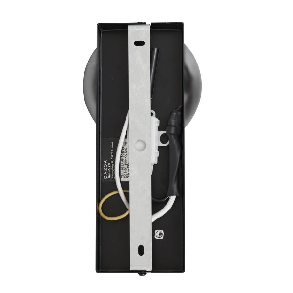 Rückseite einer schwarzen Wandleuchte mit Montagewinkel.