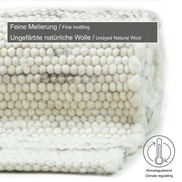 Handgewebter naturbelassener Wendeteppich Alm-Glück Natur Grau 90x160 cm