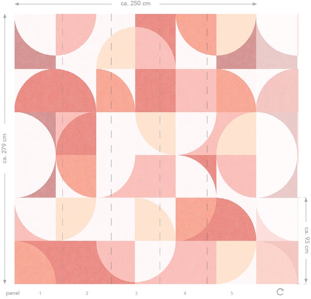 Tapete mit geometrischem Muster aus Kreisen und Quadraten