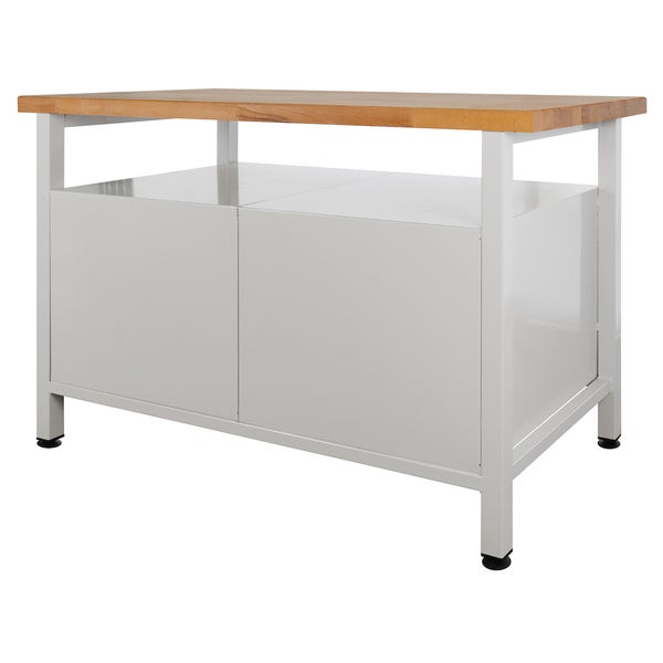 PROREGAL Werkbank Rhino mit Ablagefläche 2 Türen HxBxT 84 x 120 x 60 cm Traglast 300 kg Lichtgrau Anthrazitgrau