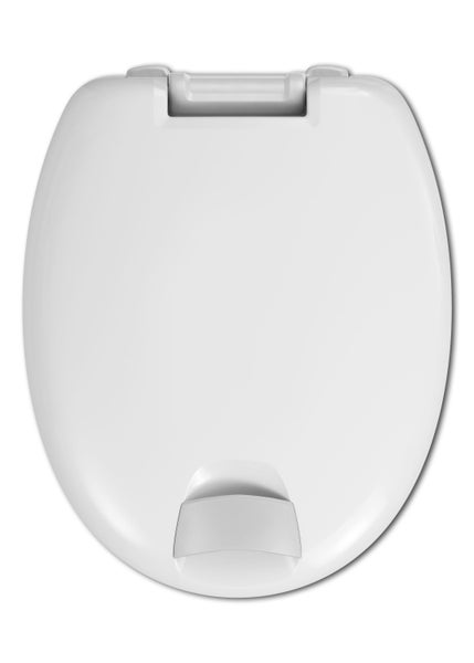 Calmwaters WC-Sitz erhöht, + 5 cm Erhöhung, stabiler Griff, Absenkautomatik, Made in EU, antibakteriell, univeral, oval, Duroplast, Toilettensitz