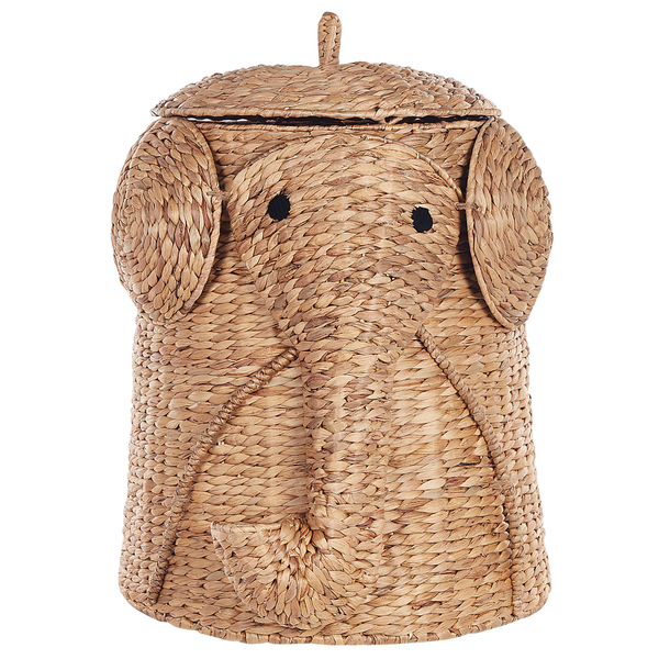 Dekorativer Wäschekorb aus Wasserhyazinthe in Elefantenform mit Deckel