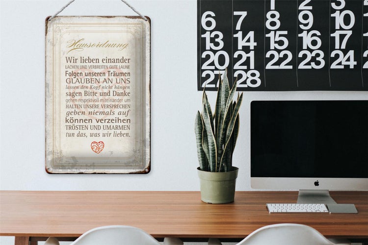 Blechschild Spruch 20x30cm Hausordnung Haus Schild