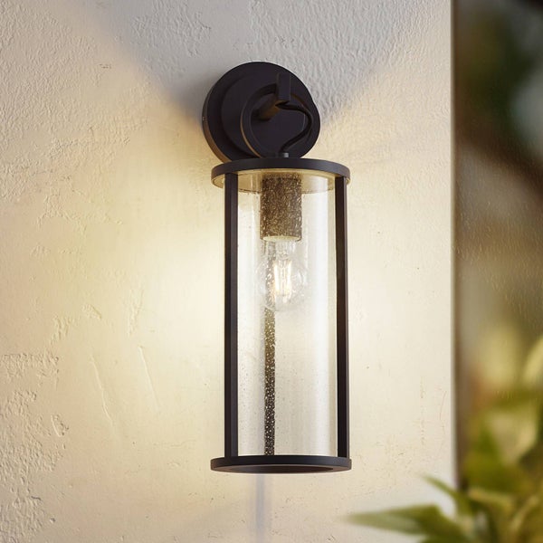 Lucande Wandleuchte außen (Laterne) Emmeline (spritzwassergeschützt (Modern) in Schwarz aus Aluminium (1 flammig, E27) - Außenwandleuchten Wandlampe Led Außenlampe Outdoor für
