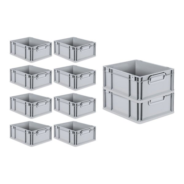 PROREGAL SuperSparSet 10x Eurobox NextGen Grip mit Scharnierdeckel und Roten Schiebeschnappverschlüssen HxBxT 17 x 30 x 40 cm 16 Liter