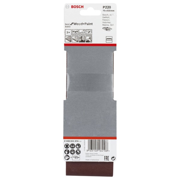 Bosch PRO X440 Schleifband 75 x 533 mm 220 - 2608606074