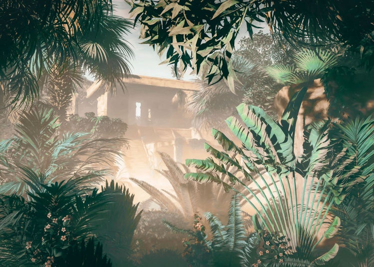 Dschungel-Tapete mit Tempelruine