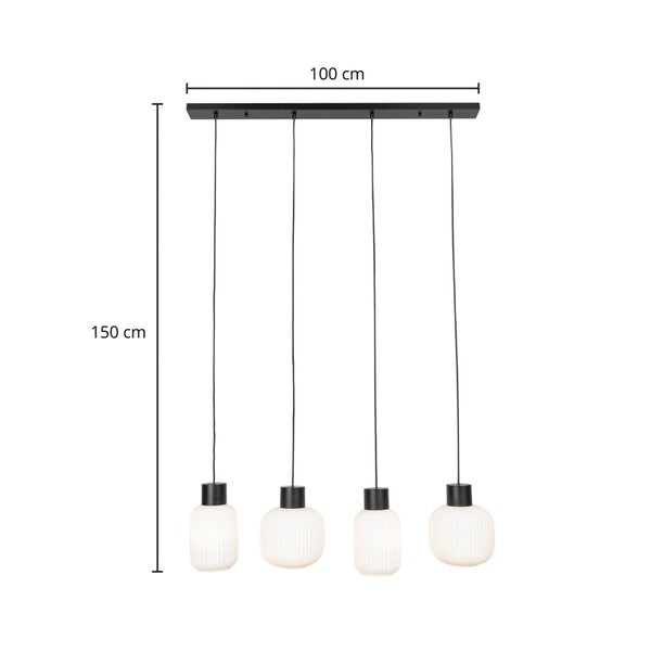 Lucande Pendelleuchte Lomeris (Modern) in Weiß aus Glas (4 flammig, E27) - Hängelampe Esstischlampe Hängeleuchte Wohnzimmerleuchte