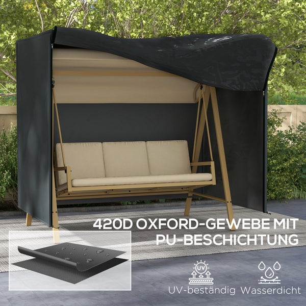 Outsunny Hollywoodschaukel, 220 x 125 x 172 cm, Oxford, Schwarz
