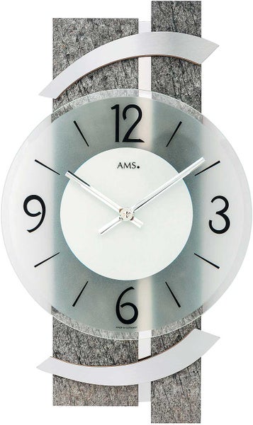 AMS 9548 Wanduhr modern Holz 40 cm x 23 cm x 6 cm