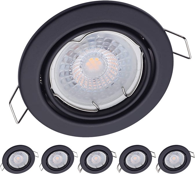 Oktaplex Lighting 6er Set Einbaustrahler Schwenkbar Dijon - mit LED Modul 4,8W 4000K 230V 380lm Neutralweiß 110° - Spot Schwarz Lochmaß 68mm