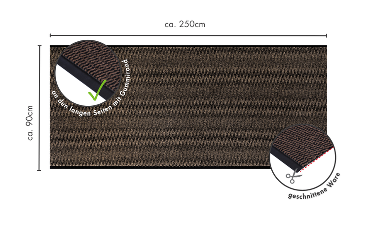 Fußmatte Easy Läufer 90 x 250 cm in Braun