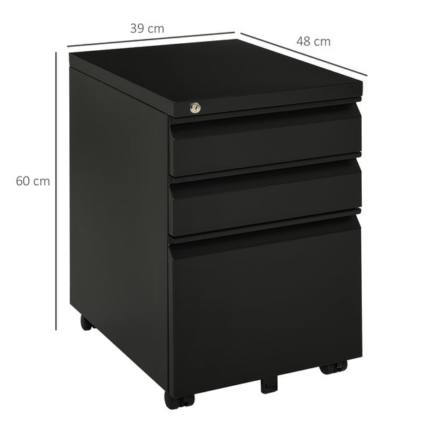 Vinsetto Rollcontainer, 39 x 48 x 60 cm, Stahl, Schwarz