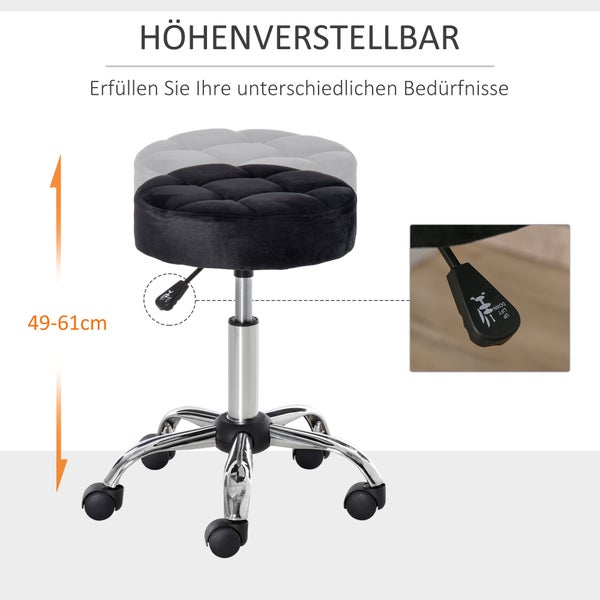 HOMCOM Salonstuhl, Ø42 x 49-61H cm, Polyester, Schwarz