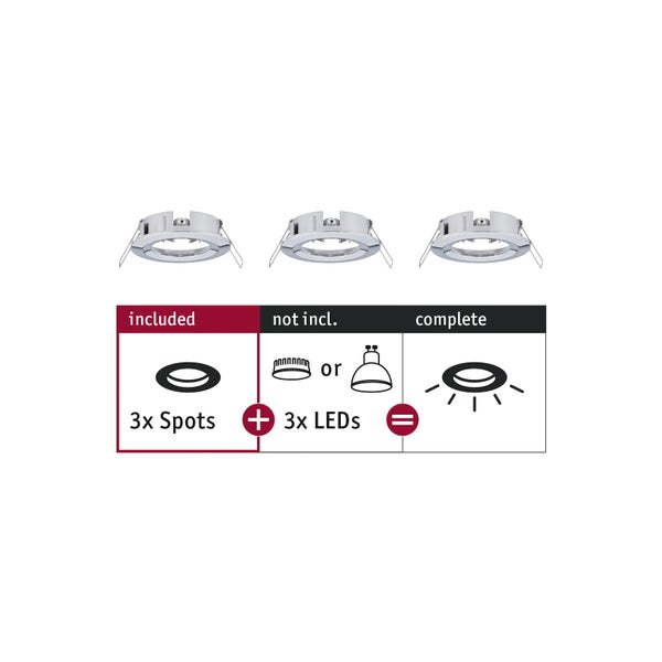 Einbauleuchte Choose Basisset starr IP44 rund 78mm max. 3x10W 230V dimmbar Chrom