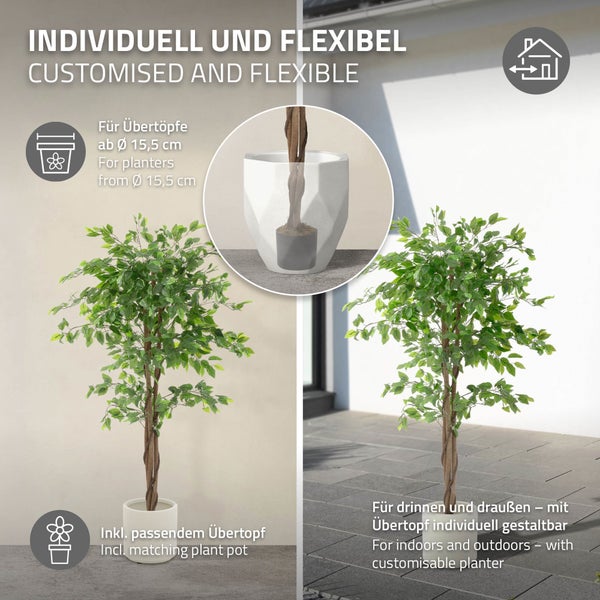 Dekorativer Kunstbaum im Topf für den Innen- und Außenbereich