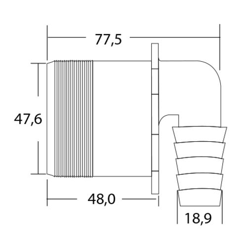 HAAS® Schlauchanschluss Schlauchnippel DN 50, 90° gewinkelt für Schläuche von 18 bis 21,7 mm (5107)