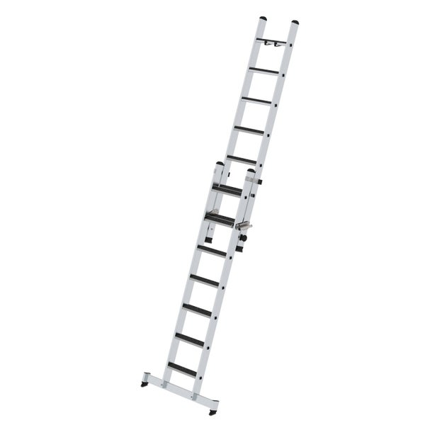 PROREGAL Stufen-Schiebeleiter 2-Teilig mit Traverse und Clip-Step R13 2 x 7 Stufen
