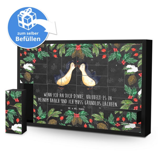 Mr. & Mrs. Panda Befüllbarer Adventskalender Pinguine Kuss - Schwarz