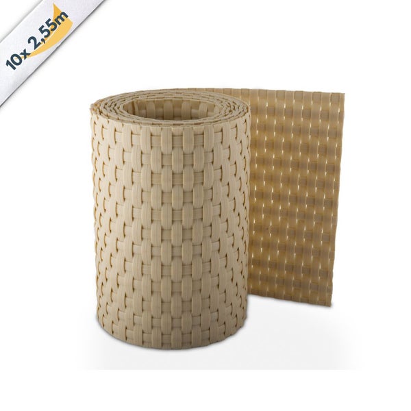 Rattan Sichtschutzmatte auf Rolle, 10 mal 2,55 Meter