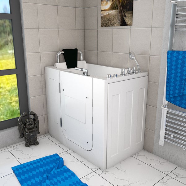 Sitzwanne Whirlpool Badewanne Tür S08WP-TH-A-L 68x110cm