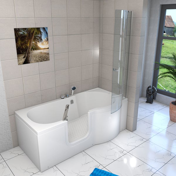 Seniorendusche und Sitzwanne mit Tür S12D-EH-L-EC 170x85cm